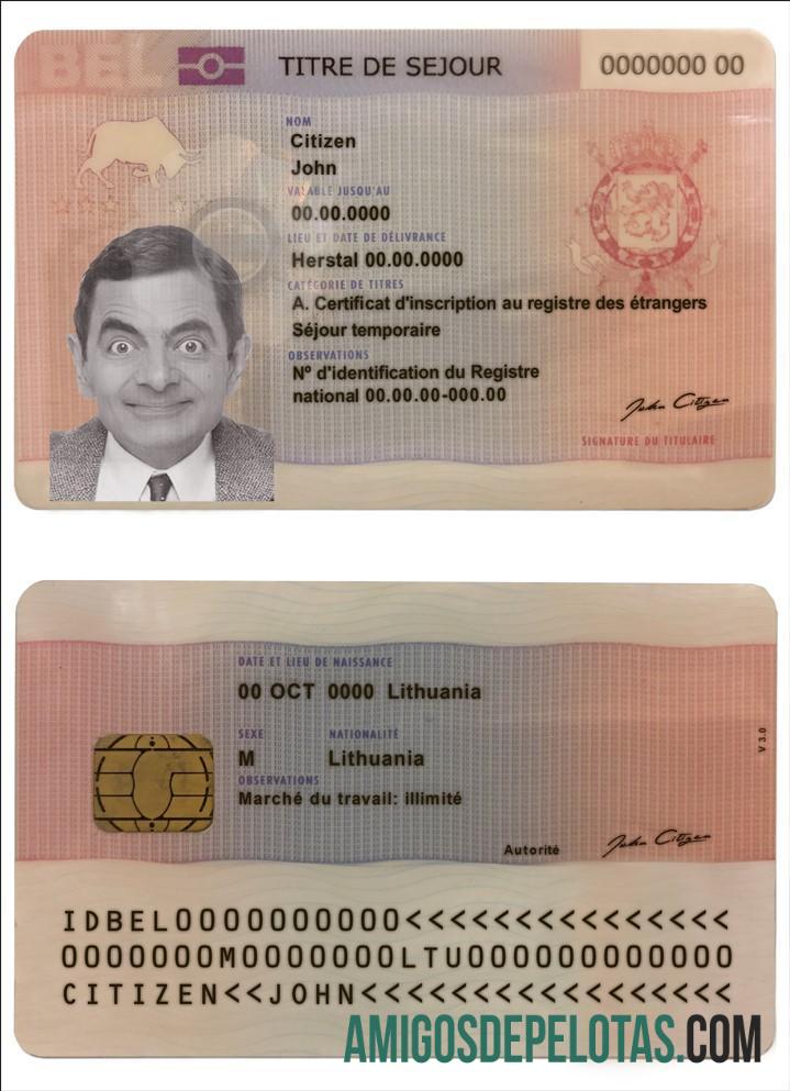 Cartão de Residência Permanente na Bélgica modelo